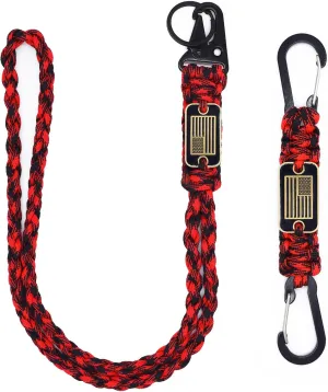 2 Pcs Heavy Duty Paracord Lanyard Necklace, 550 Braided Keychain Lanyard Strap with USA Flag, Parachute Rope Necklace Keychains, Braided Strong Keychains for Outdoor Activities, Camera, Keys