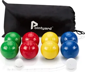 90mm Bocce Ball Set with 8 PE Balls, 1 Pallino, Carrying Bag, Measuring Tape - Family Game for Outdoor/Lawn/Beach/Park
