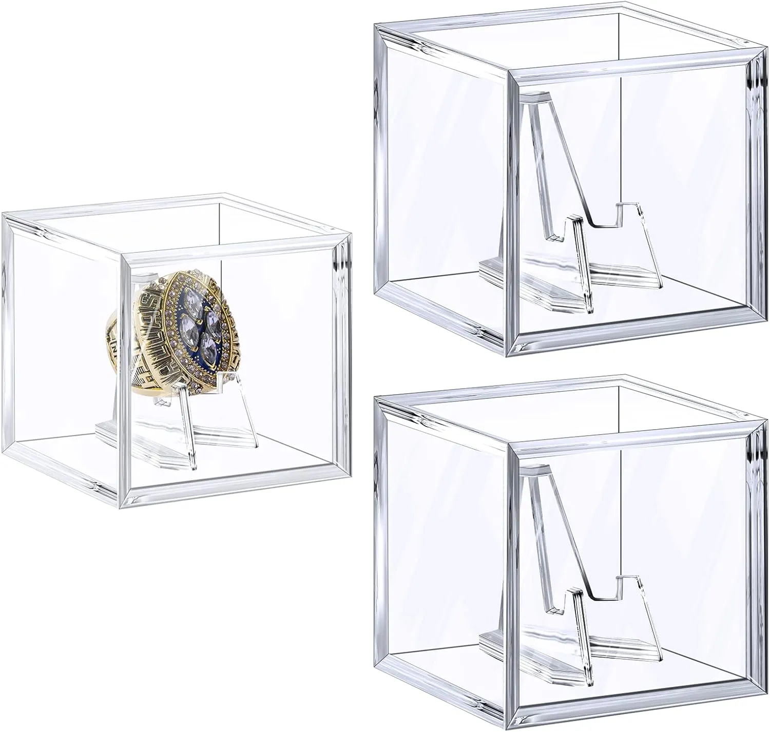 Championship Ring Display Case,Acrylic Display Box and Holder for Super Bowl Rings, Championship Rings, and Baseball Rings,for Collectors and Enthusiasts,3pcs