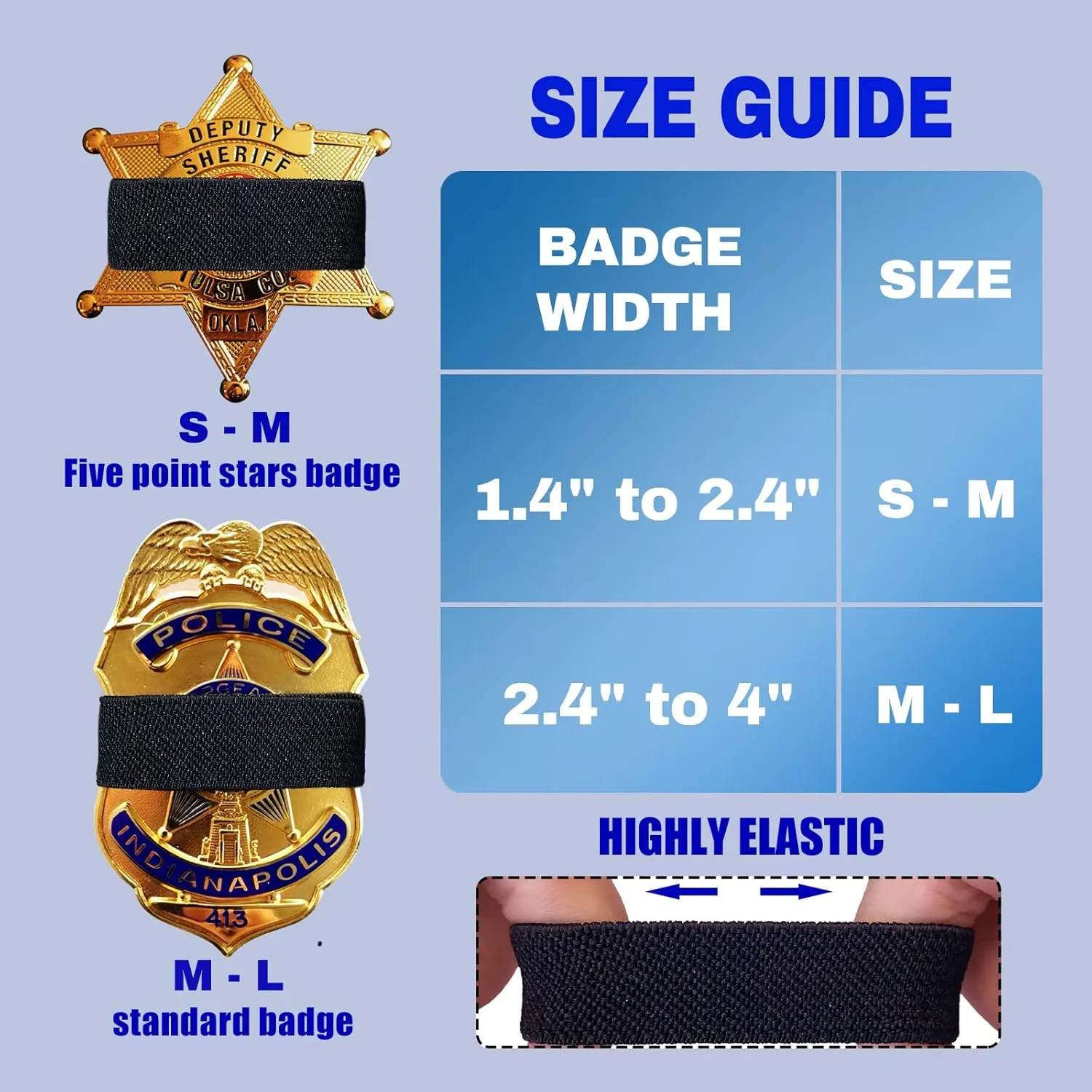 CREATRILL 30 Pack Balck Police Mourning Band Stripe Police Officer Badge Shield Funeral Honor Guard Straps for Badge Size of 2.4" to 4"
