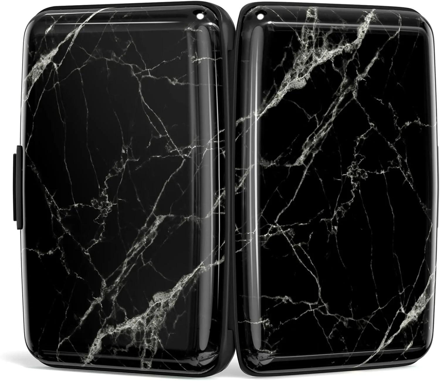 Credit Card Holder for Women, Small RFID Metal Credit Cards Wallets Cute Business Card Holder Pocket ID Case, Black Marble