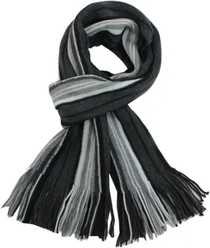 Dahlia Mens Winter Scarf - Synthetic Wool, Extra Long & Warm, Striped Knit