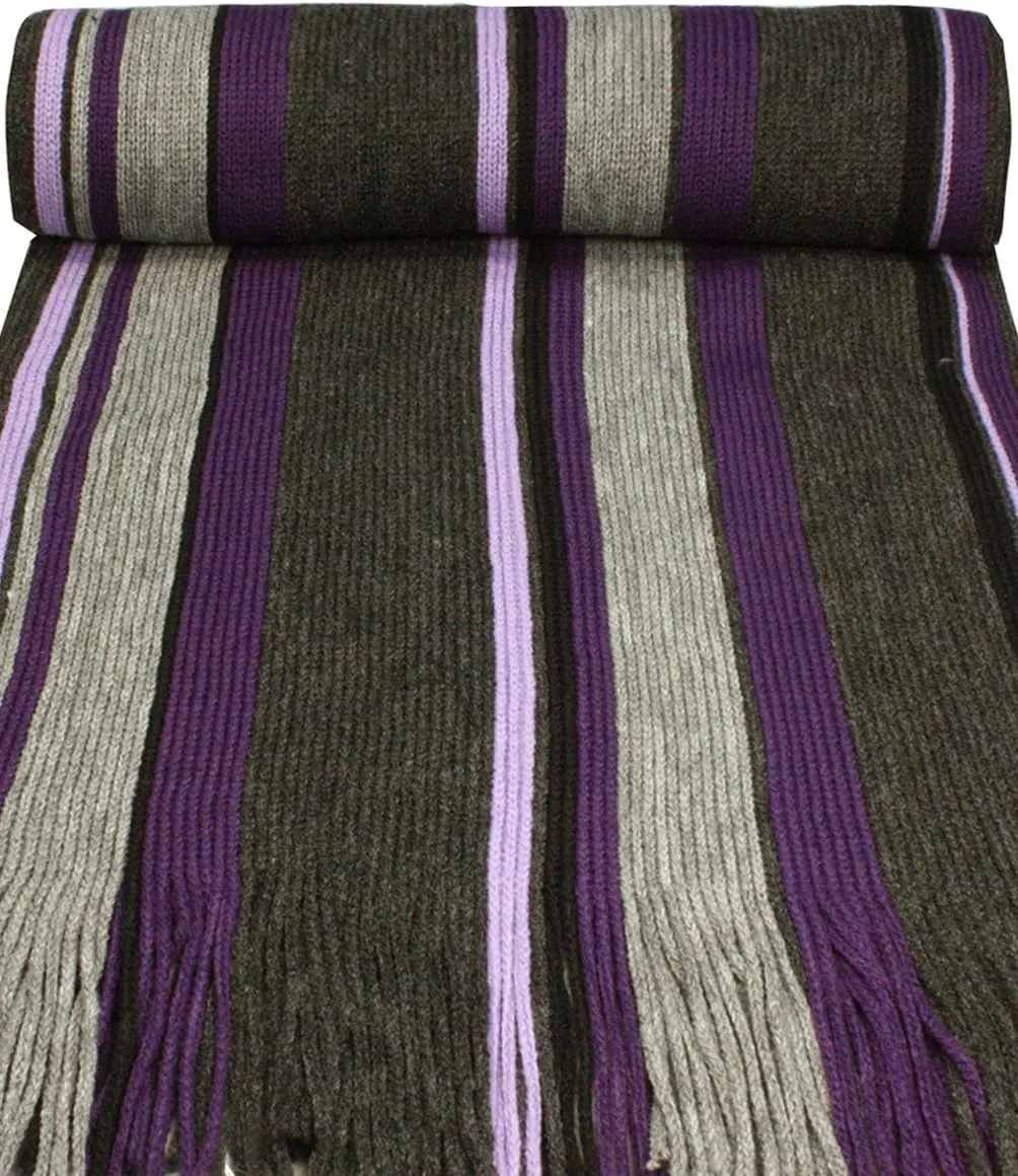 Dahlia Mens Winter Scarf - Synthetic Wool, Extra Long & Warm, Striped Knit