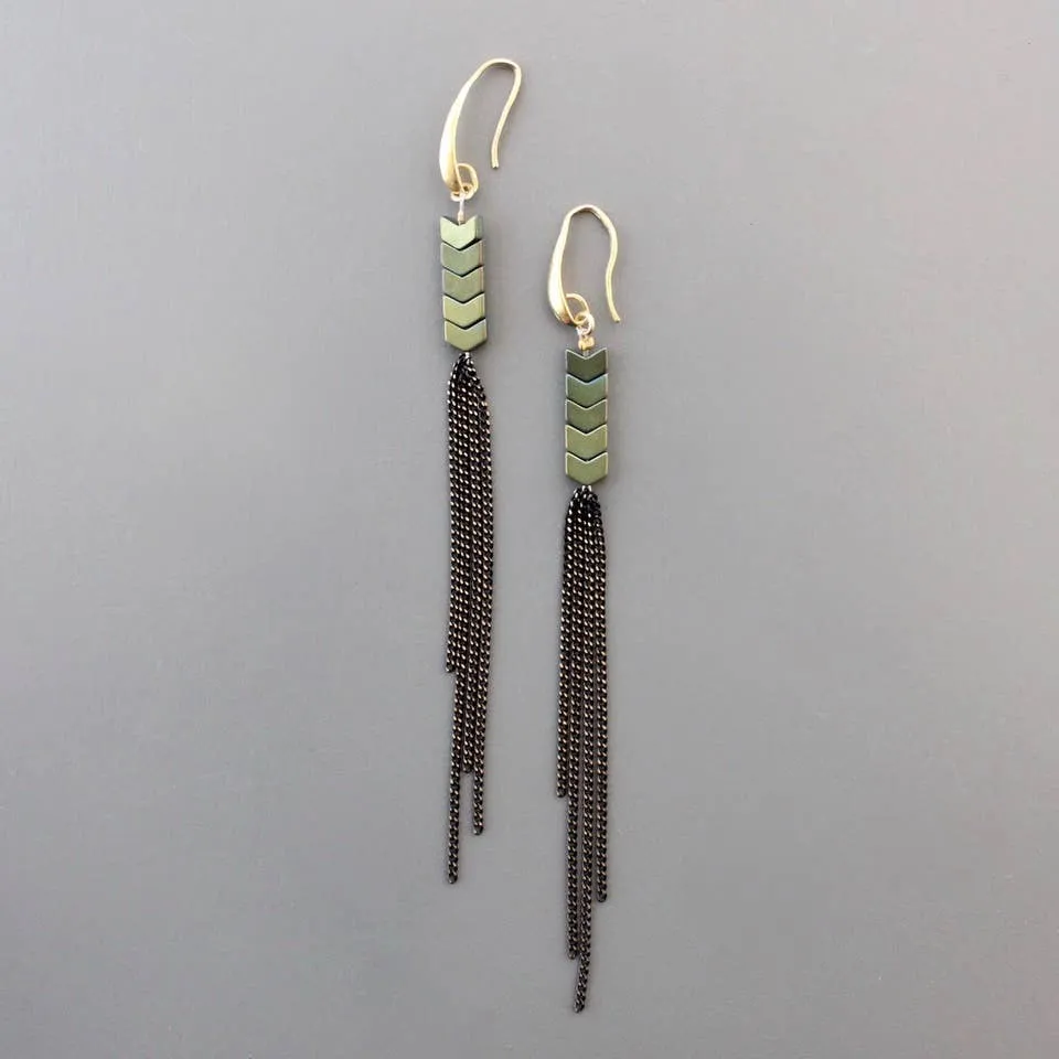 David Aubrey Gold Hematite Duster Earrings