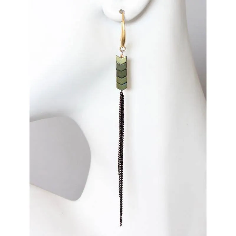 David Aubrey Gold Hematite Duster Earrings