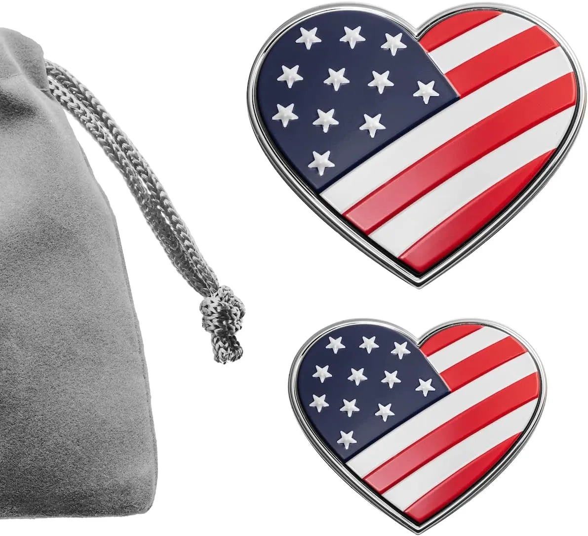 EyeCatcher USA Heart Flag Emblem Decal (RWB)  2 Pack