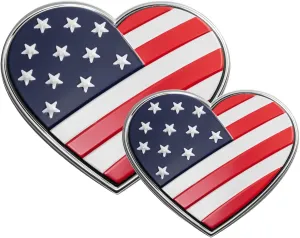 EyeCatcher USA Heart Flag Emblem Decal (RWB)  2 Pack