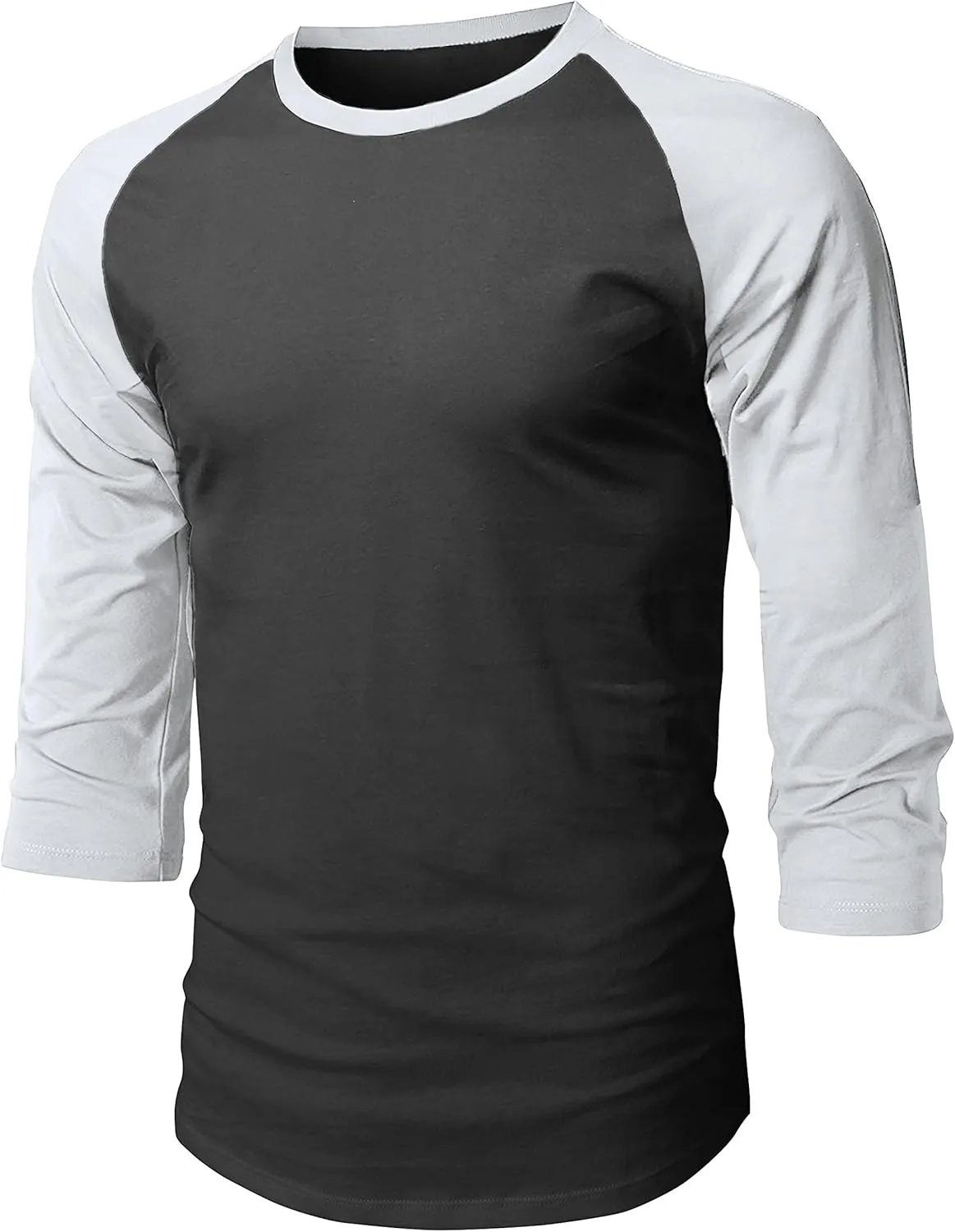 Hat and Beyond Mens Raglan 3/4 Sleeves T Shirts Slim Fit Plain Baseball Jersey