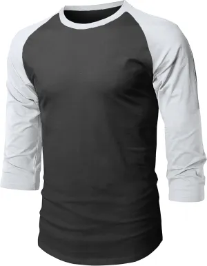 Hat and Beyond Mens Raglan 3/4 Sleeves T Shirts Slim Fit Plain Baseball Jersey