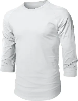 Hat and Beyond Mens Raglan 3/4 Sleeves T Shirts Slim Fit Plain Baseball Jersey
