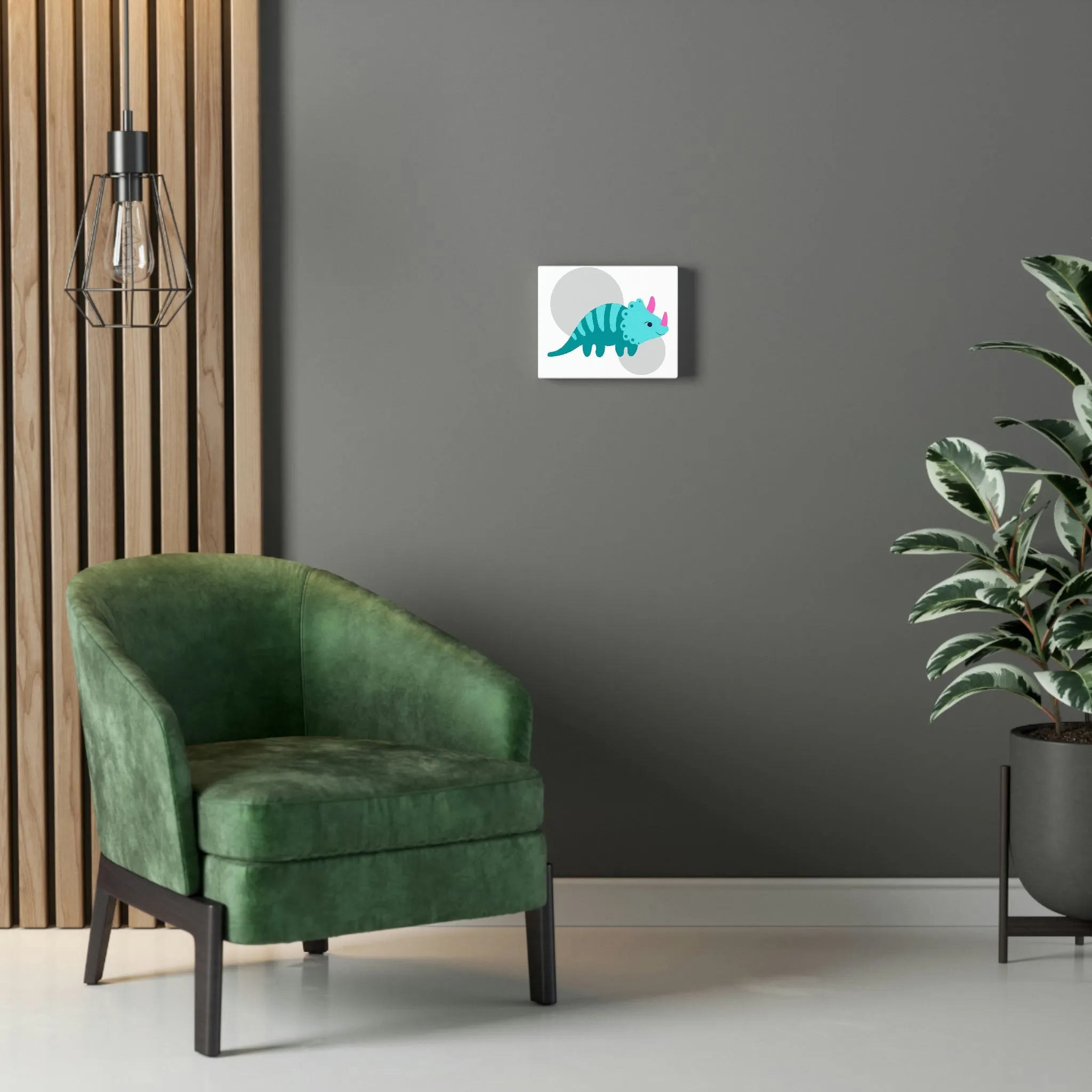 Light Blue Triceratops Dinosaur Stretched Canvas