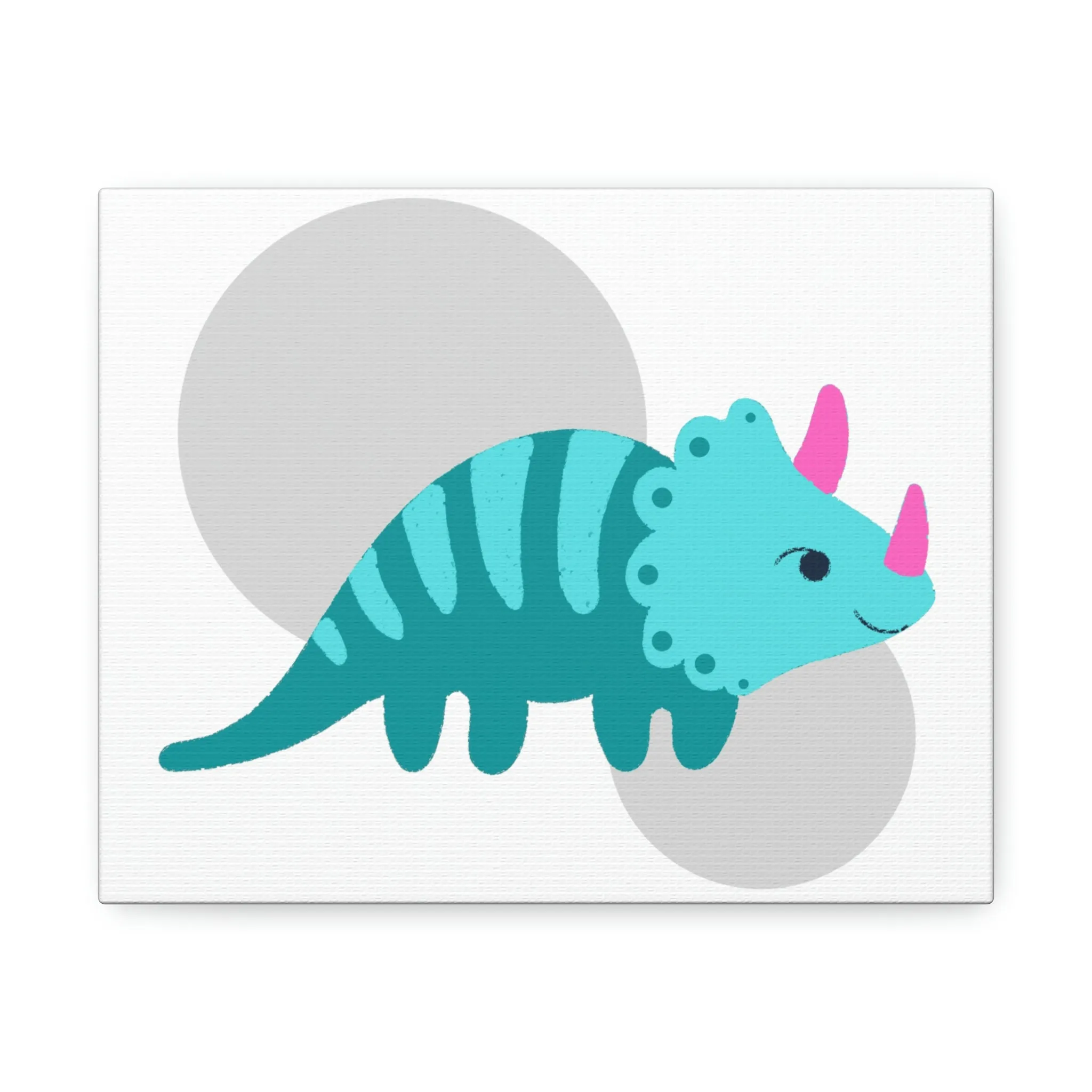 Light Blue Triceratops Dinosaur Stretched Canvas