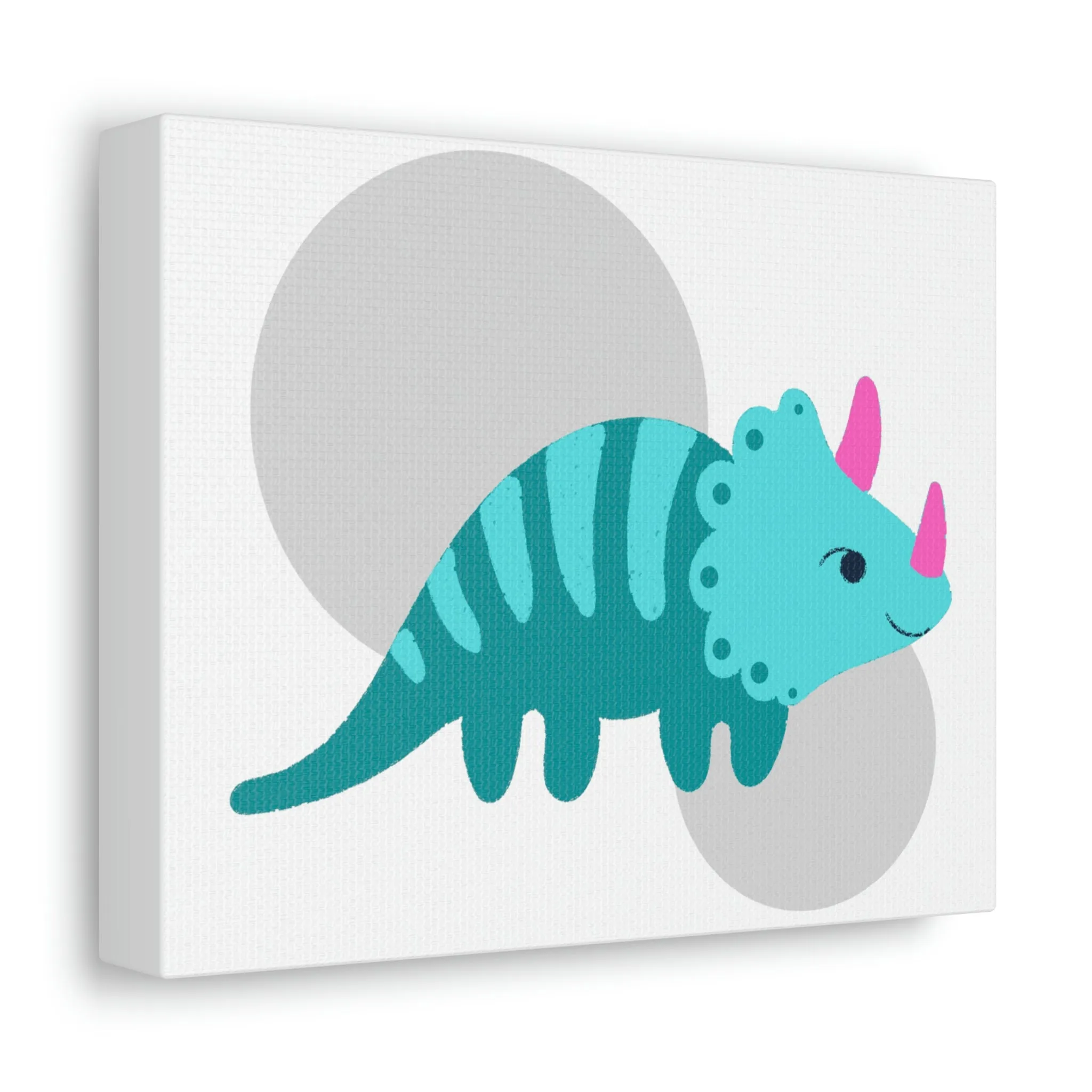 Light Blue Triceratops Dinosaur Stretched Canvas