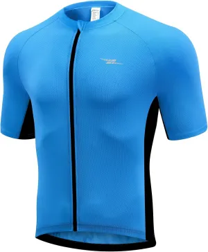 Przewalski Men's Cycling Jersey Bike Short Sleeve Full Zipper Bicycle Biking Shirts with 3 Rear Pockets Breathable