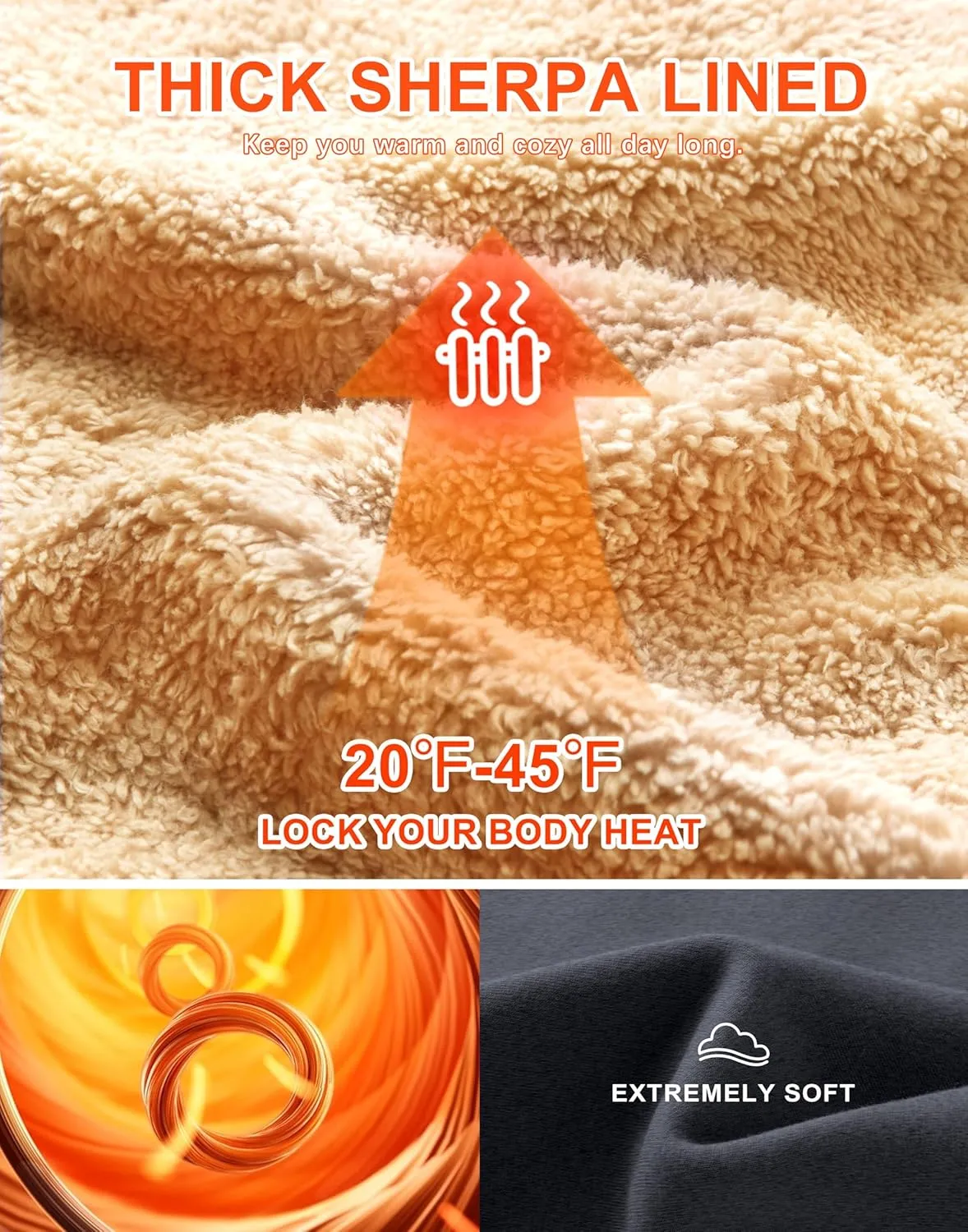 SANTINY Women's Fleece Sherpa Lined Sweatshirt Warm Winter Pullover Sweaters Cozy Thick Crewneck Sweatshirts with Pockets