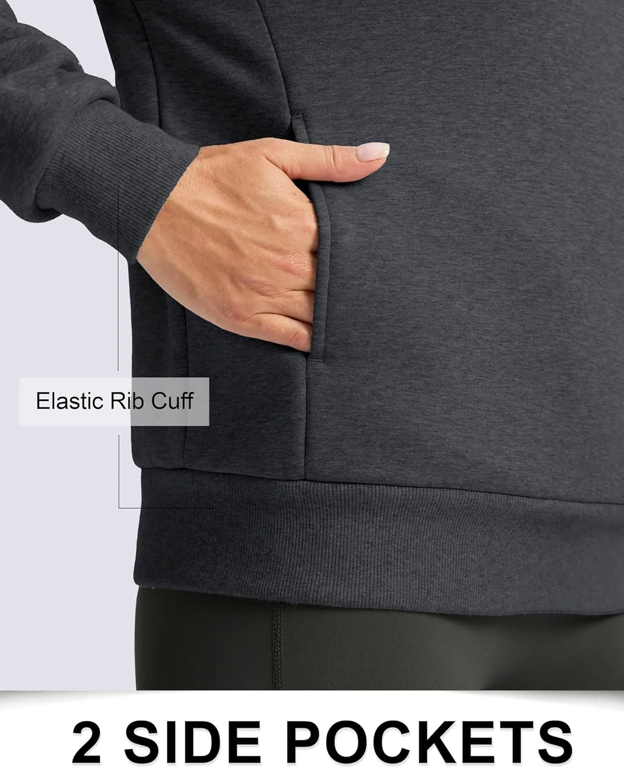 SANTINY Women's Fleece Sherpa Lined Sweatshirt Warm Winter Pullover Sweaters Cozy Thick Crewneck Sweatshirts with Pockets