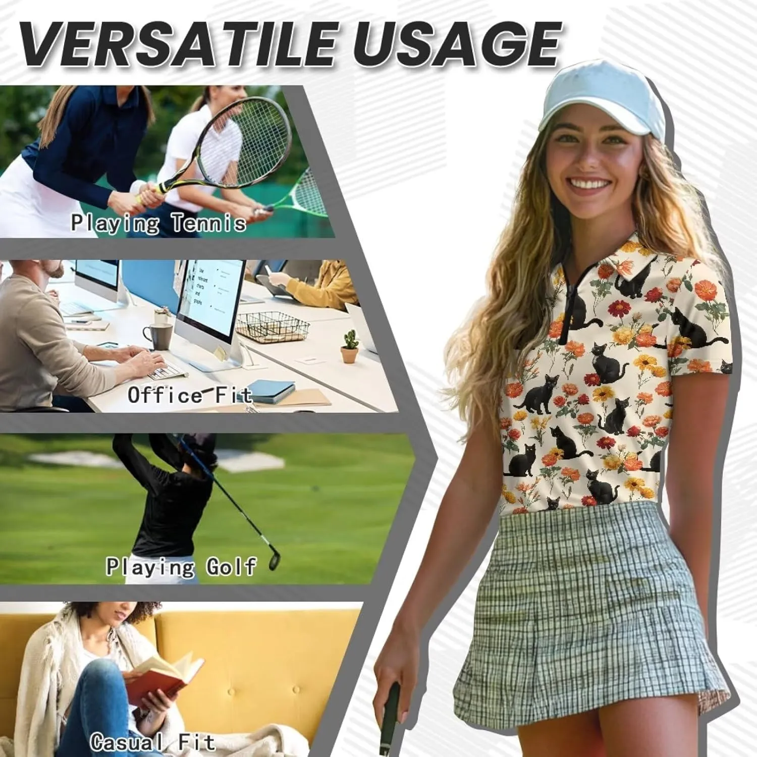 Short Sleeve Golf Shirts for Women Lightweight Moisture Wicking Tennis Shirts Women's Athletic Pullover Tops XS-2XL