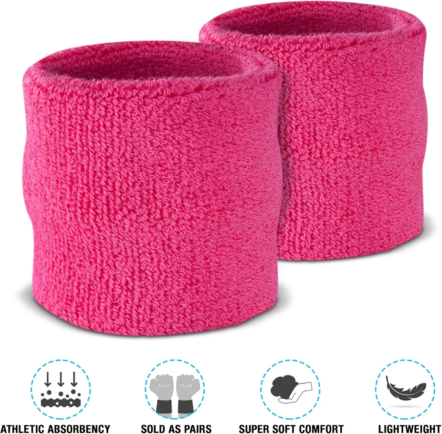 Suddora Sweatbands Set, Moisture Wicking 2 Wristbands and 1 Headband, Breathable Terry Cloth Athletic Bands for Basketball, Tennis, Yoga, Gym, Sweat Bands for Costumes and Cosplay