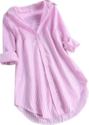 Summer Tops for Women Plus Size Boho Tops Rolled 3/4 Length Sleeve Loose Fit Blouse Vintage Tees Linen Womens Clothing