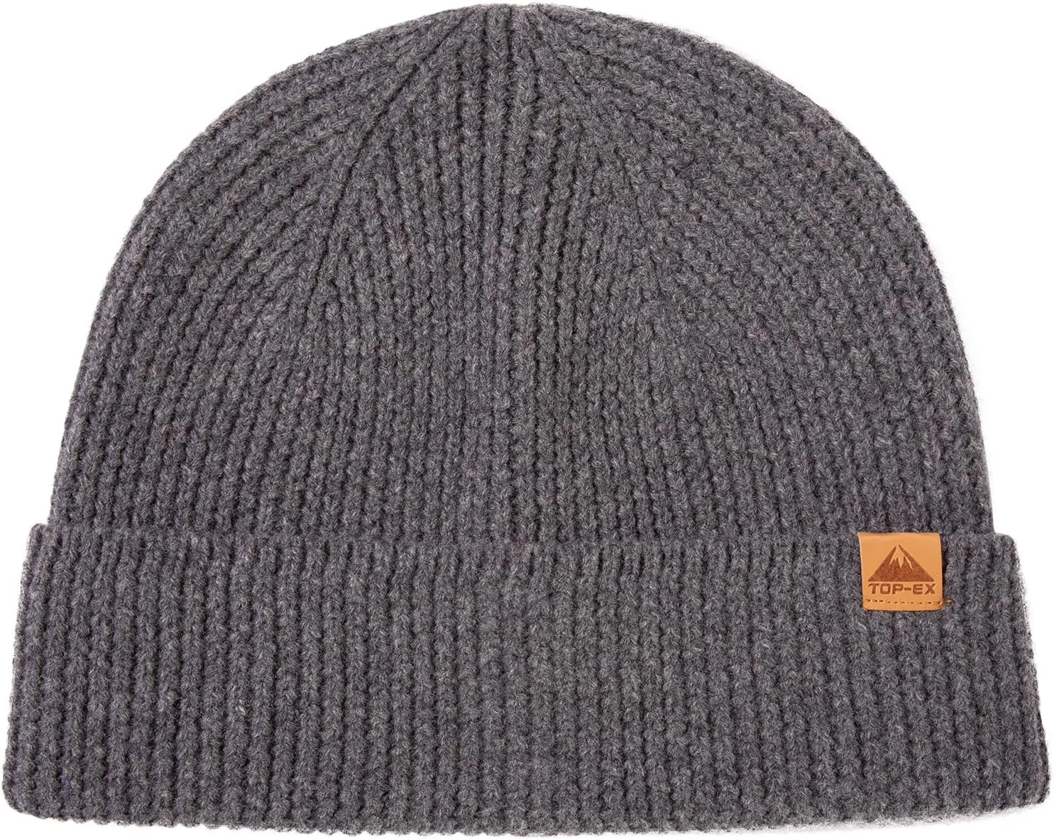 TOP-EX XL/XXL 100% Merino Wool Cuffed Beanie Hat for Men & Women, Warm Knitted Winter Hats 55-66CM