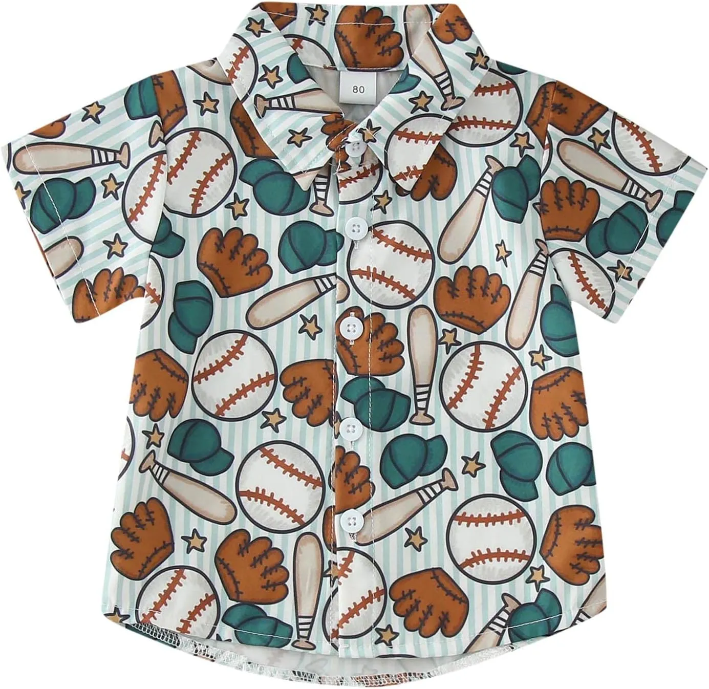 Youth Boys Baseball Prints Polo Tshirt Toddler Gentleman Tops Summer Outwear Child Cotton Sports Athletic Cute Blouse