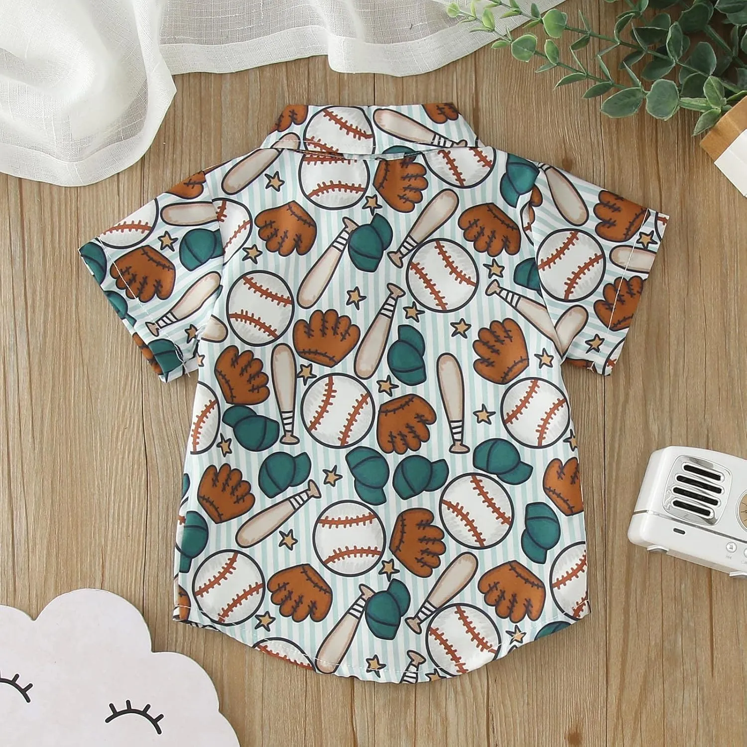 Youth Boys Baseball Prints Polo Tshirt Toddler Gentleman Tops Summer Outwear Child Cotton Sports Athletic Cute Blouse