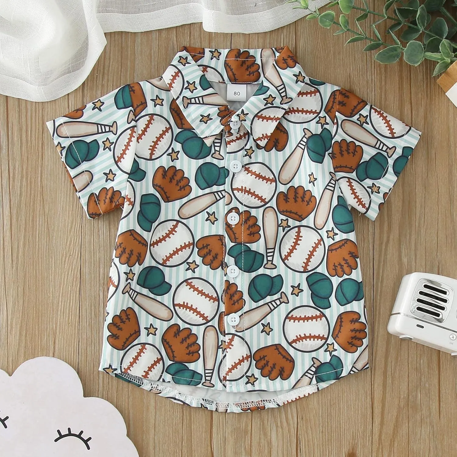 Youth Boys Baseball Prints Polo Tshirt Toddler Gentleman Tops Summer Outwear Child Cotton Sports Athletic Cute Blouse