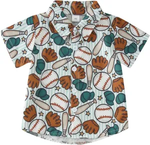 Youth Boys Baseball Prints Polo Tshirt Toddler Gentleman Tops Summer Outwear Child Cotton Sports Athletic Cute Blouse