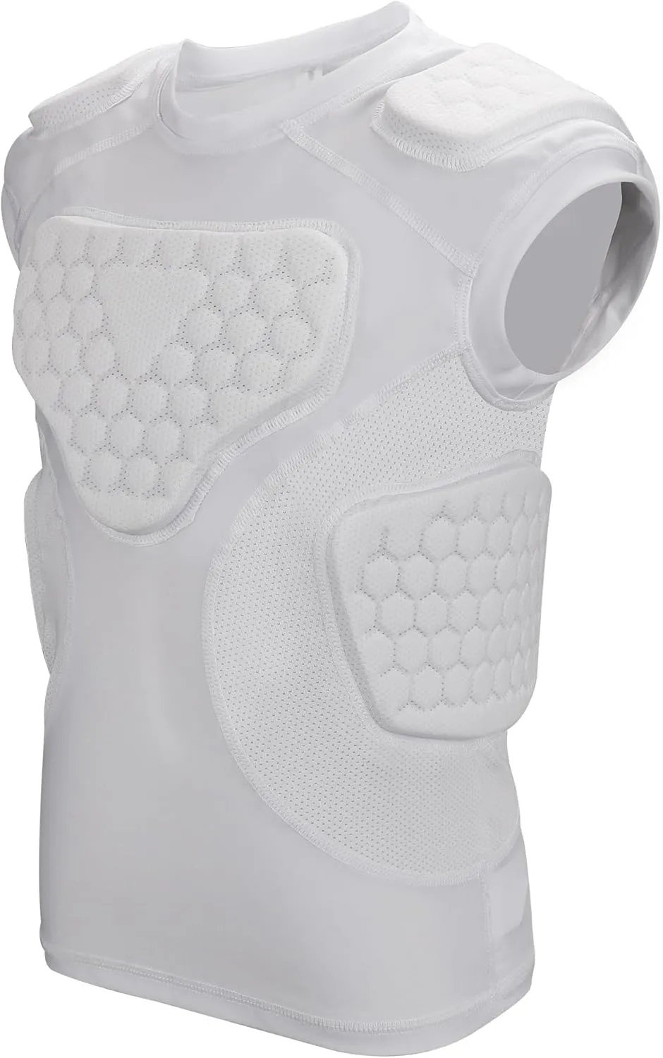 Youth Football Padded Shirt, Chest Rib Protector, Compression Padded Vest with 5-Pad for Sports Paintball Football Baseball Lacrosse