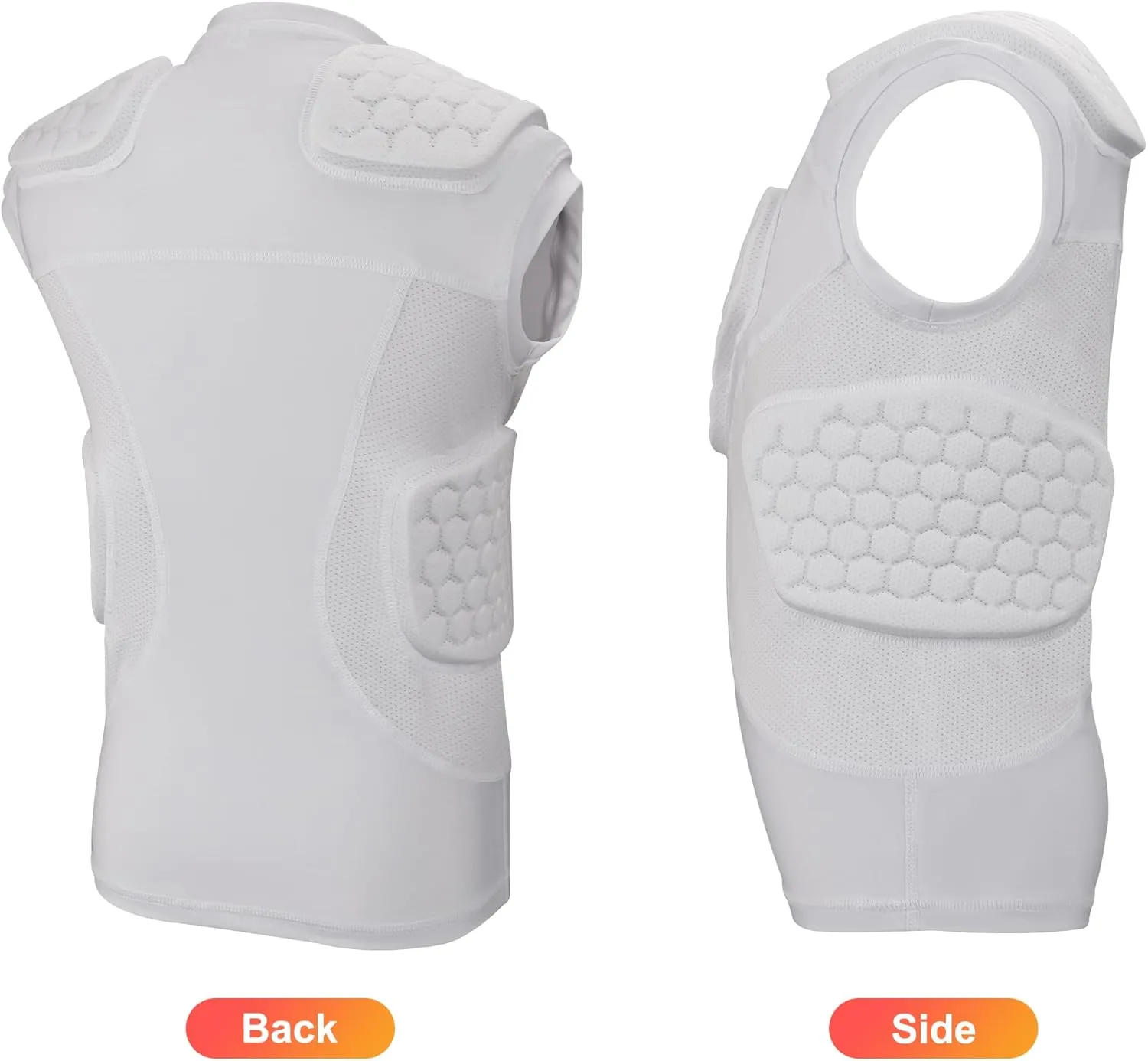 Youth Football Padded Shirt, Chest Rib Protector, Compression Padded Vest with 5-Pad for Sports Paintball Football Baseball Lacrosse